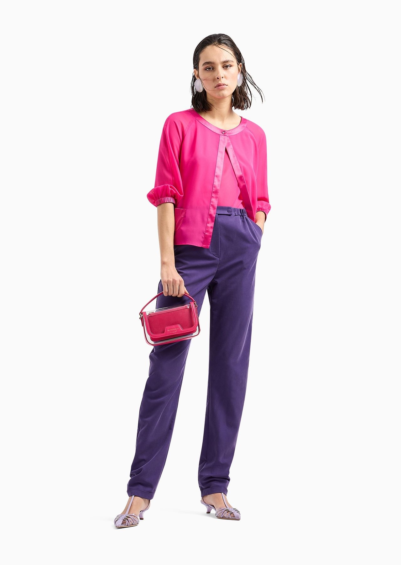 Georgette shirt with satin details - 4