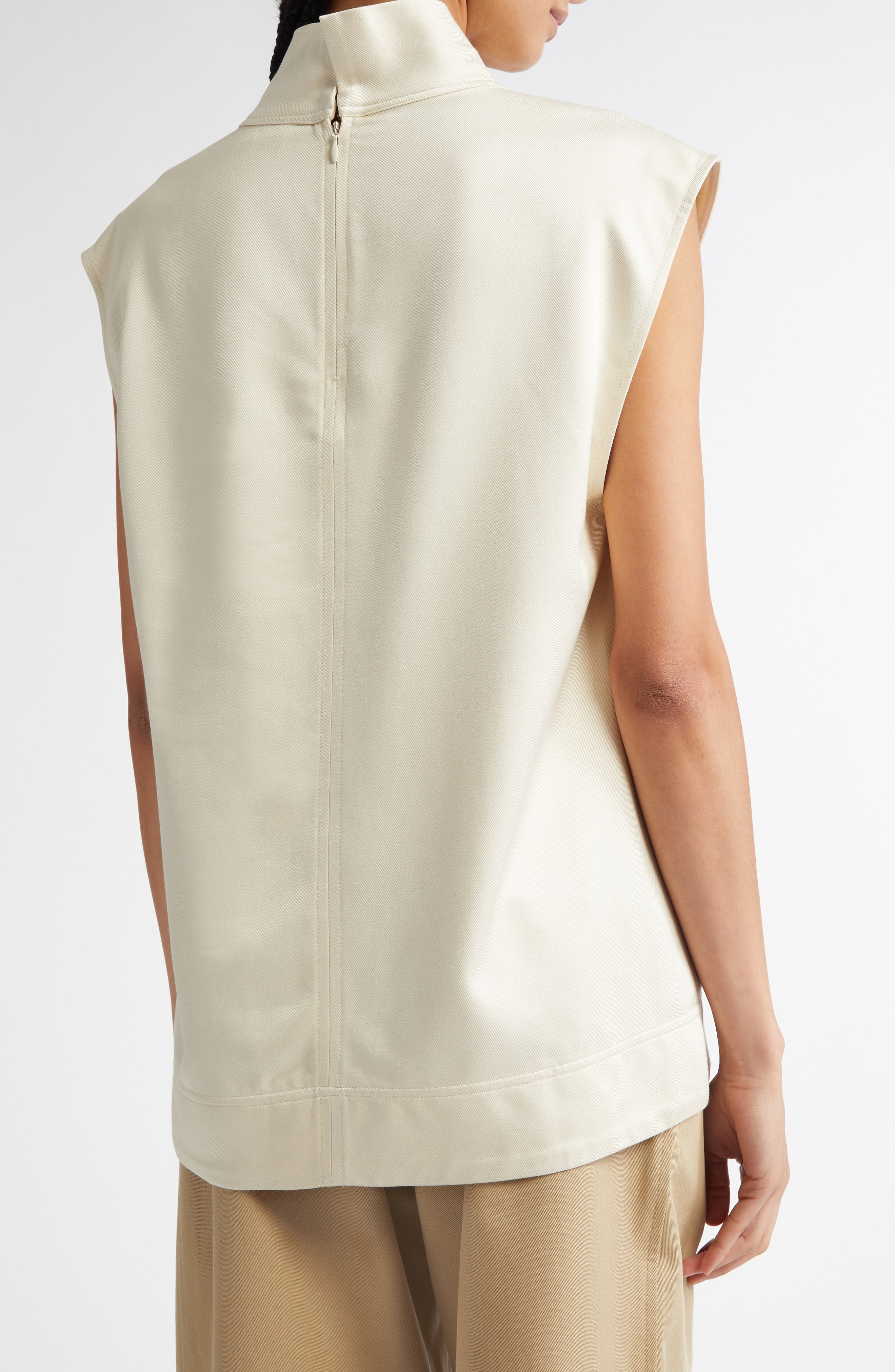 TOTEME Funnel Neck Sleeveless Top in Ecru at Nordstrom - 3