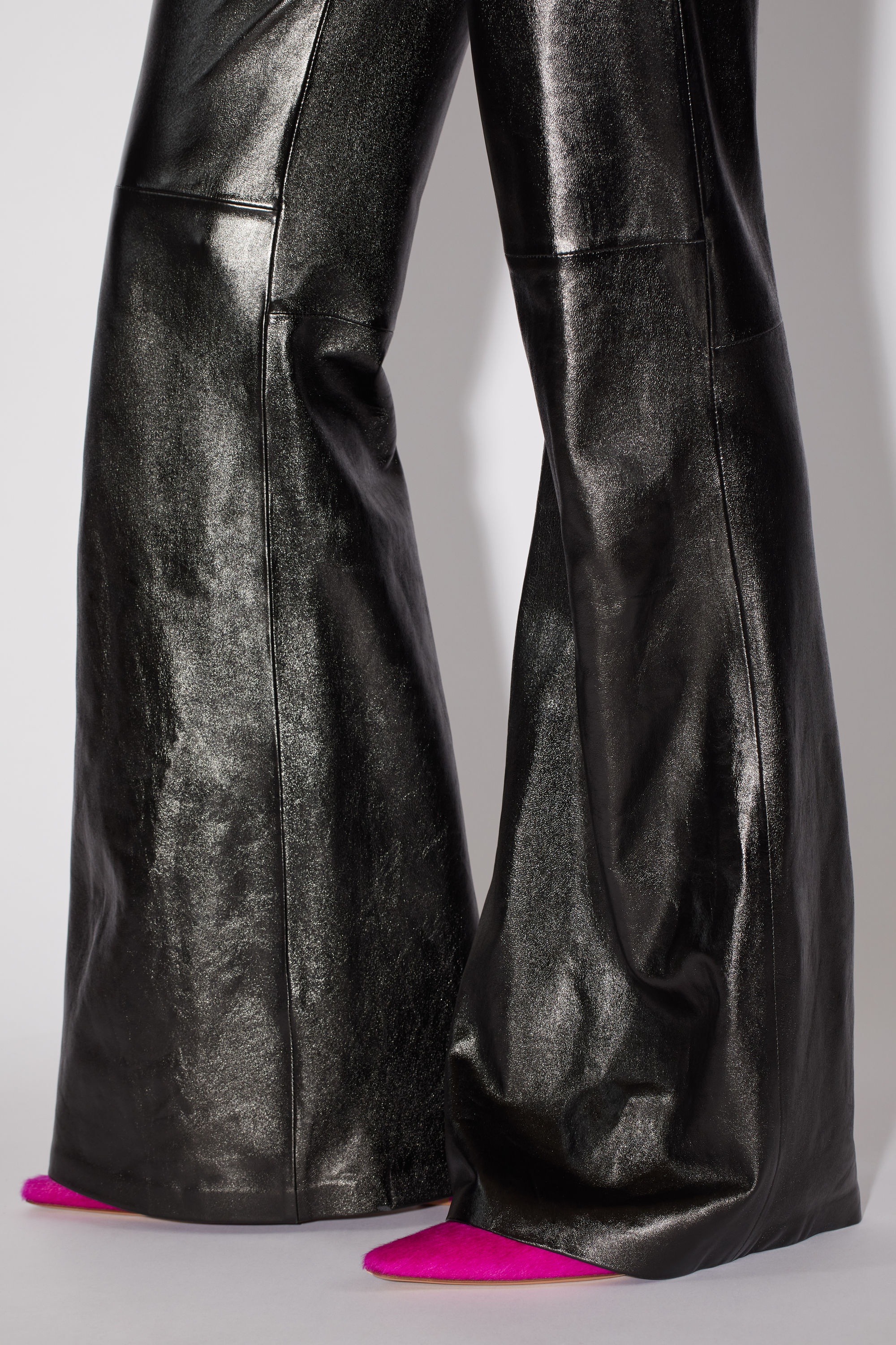 Flared leather trousers - Black - 5