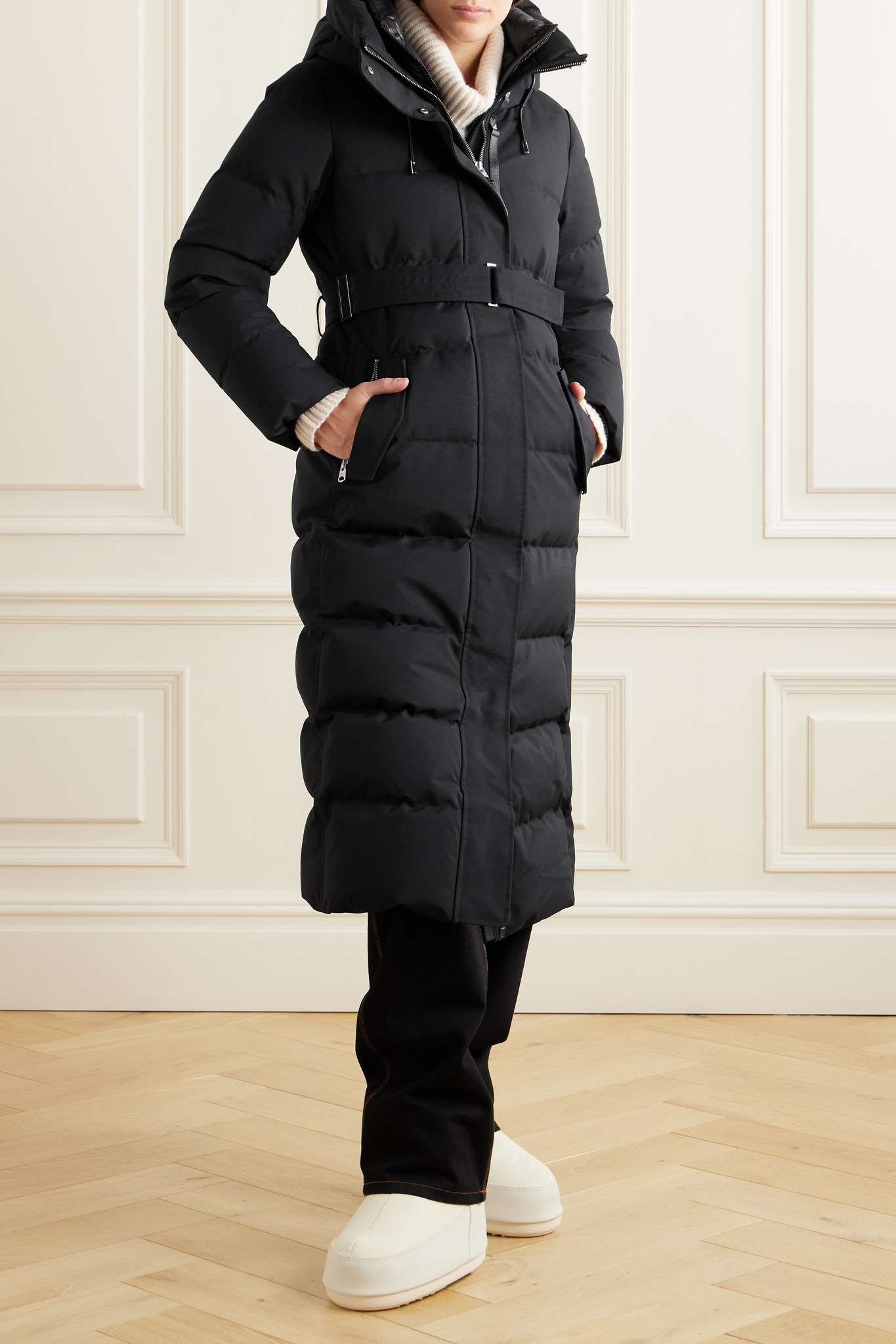 MACKAGE + NET SUSTAIN Shyla hooded belted quilted shell down
