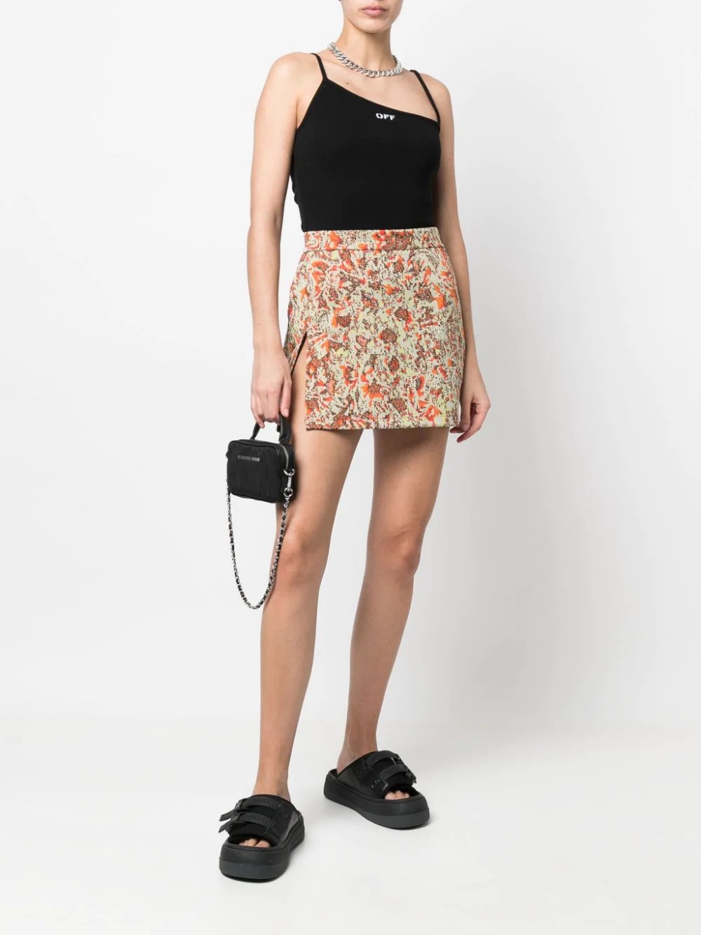 floral jacquard mini skirt - 2