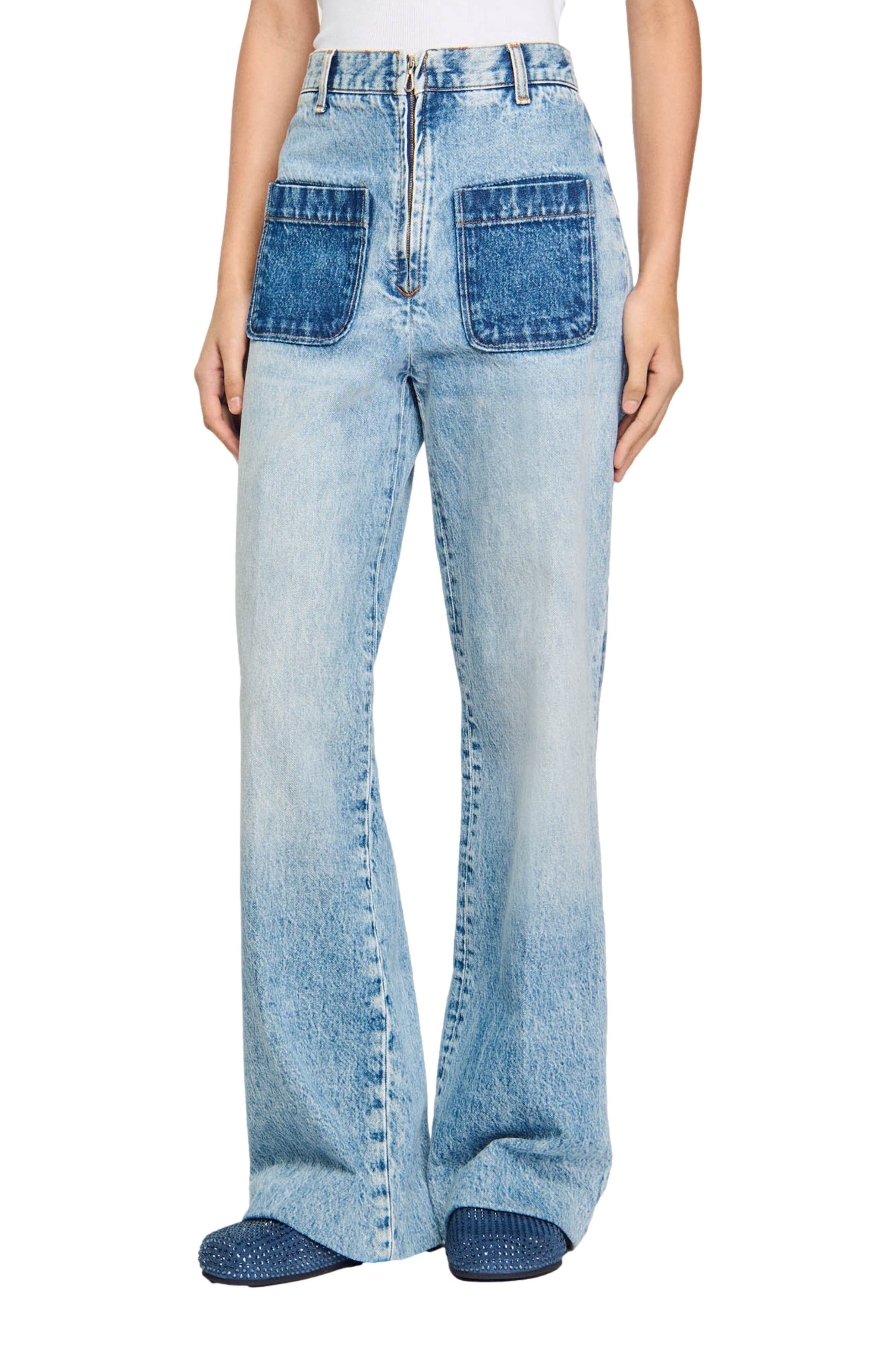 SANDRO High-rise jeans in Light Bu Jean at Nordstrom - 3
