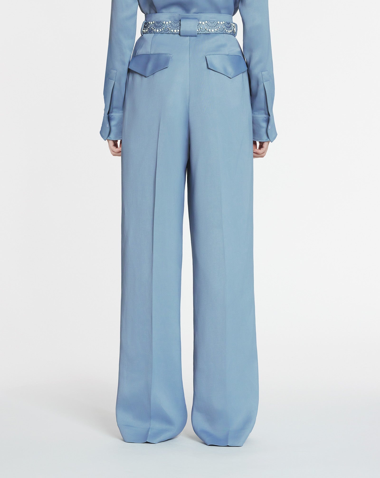 EMBROIDERED WIDE-LEG PANTS - 4