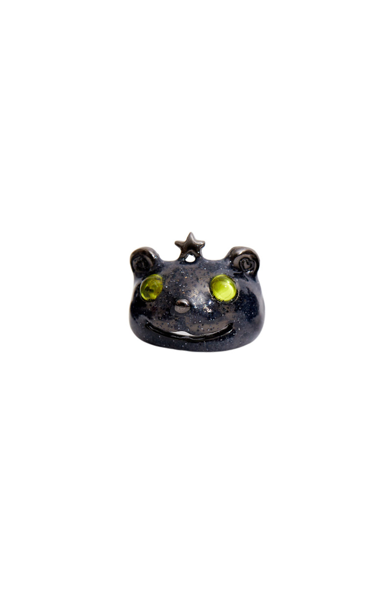 GLITTER BLACK PRINCESS BEAR RING 1