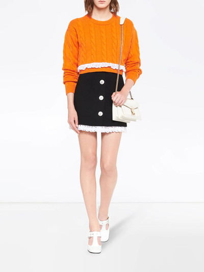 Miu Miu lace trim bouclé tweed skirt outlook