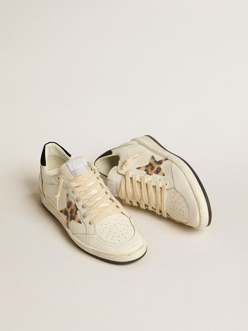 Golden Goose Ball Star with Swarovski crystal leopard star and black heel tab outlook
