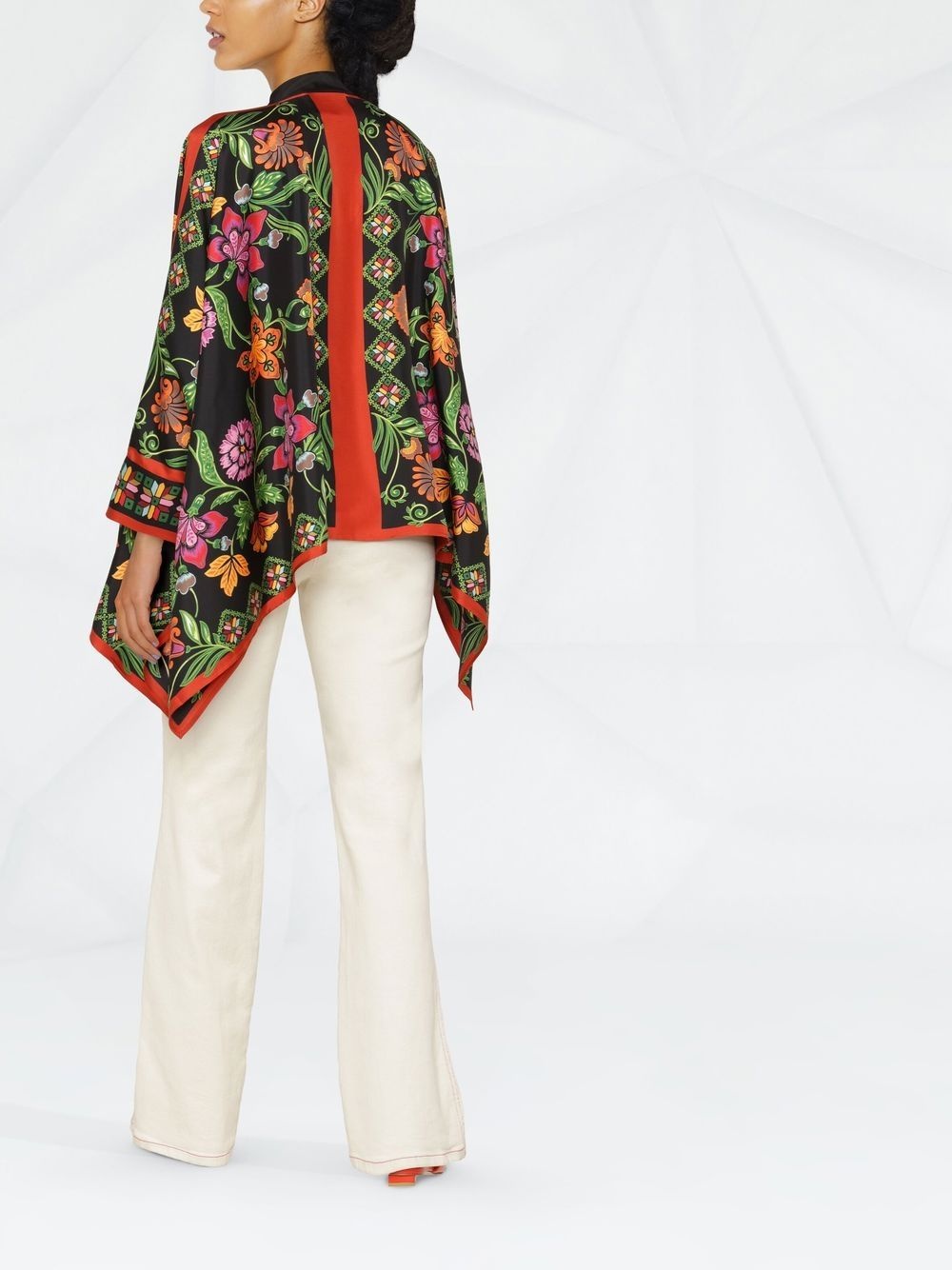 Foulard floral-print asymmetric shirt - 3