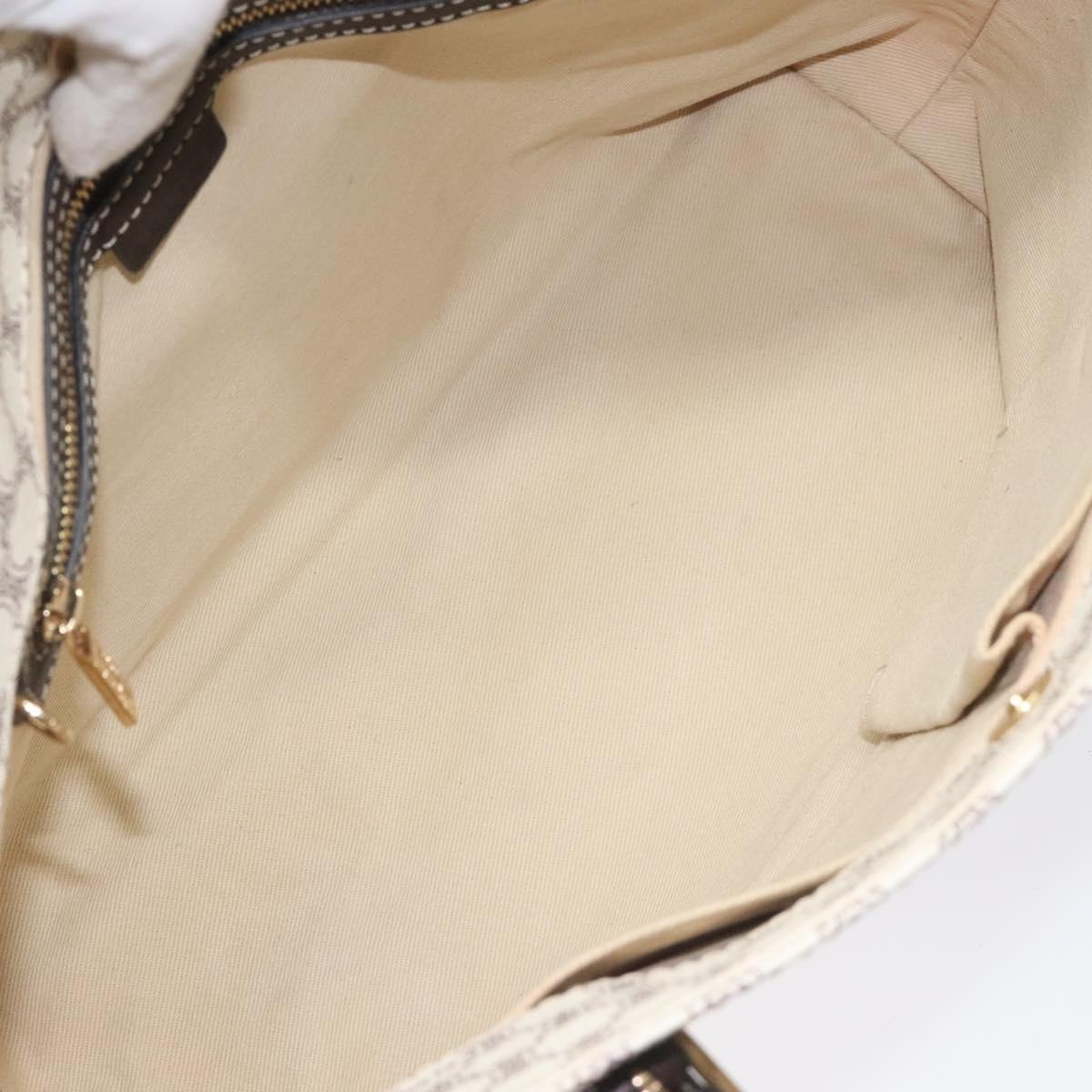 CELINE Macadam Canvas Tote Bag Pvc Leather Gold White - 11