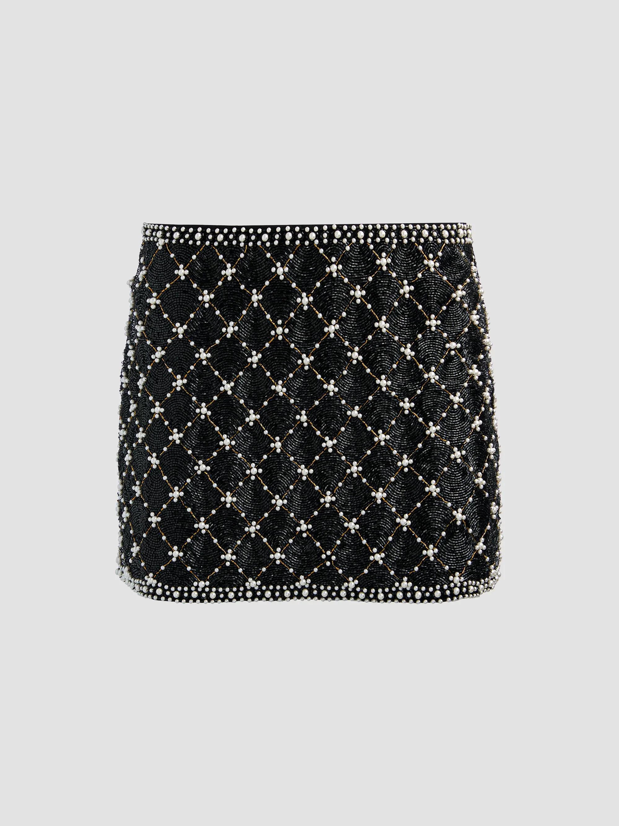 Women's Rubi Embellished A-Line Mini Skirt - Black Multi - 1