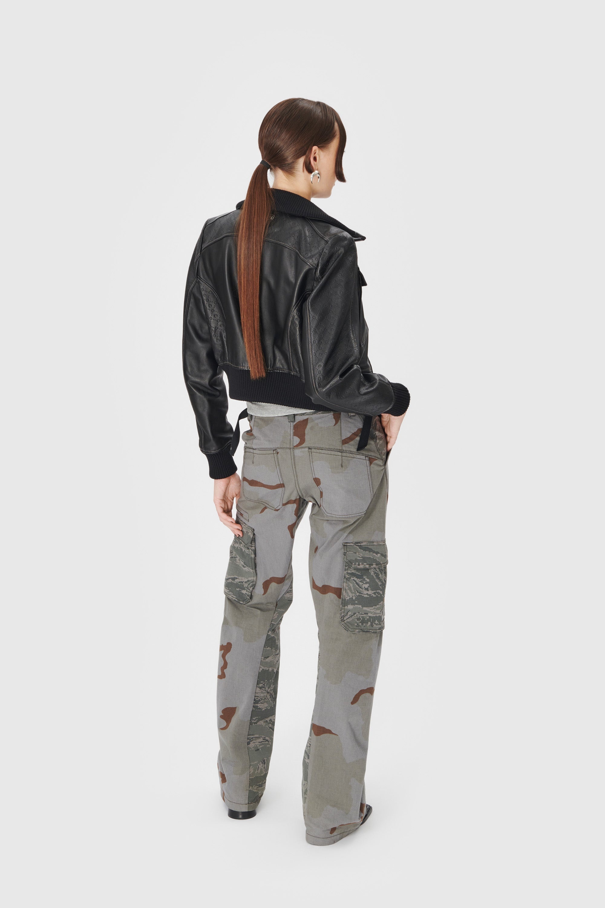 Embossed Leather Boxy Jacket - 3