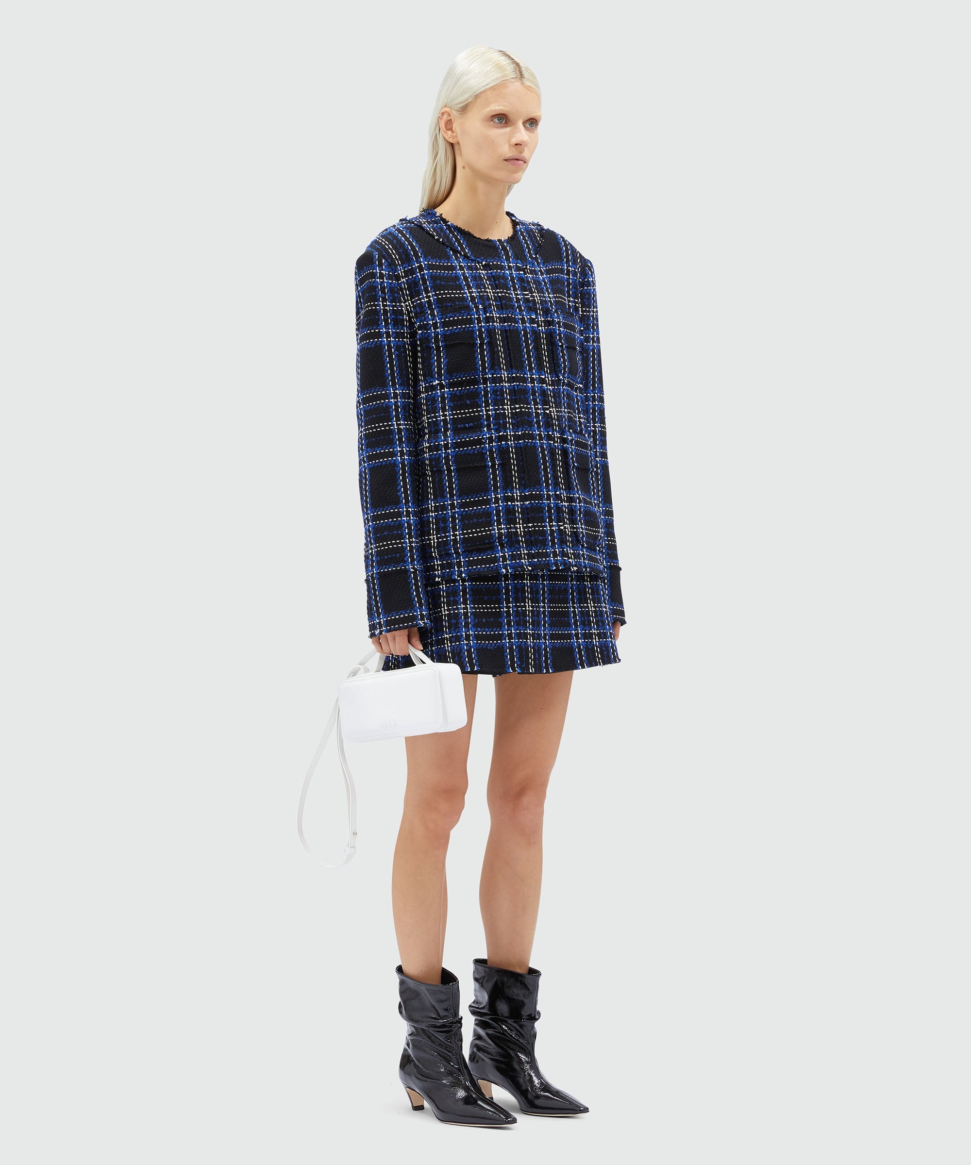 Cotton tweed black tartan jacket - 4