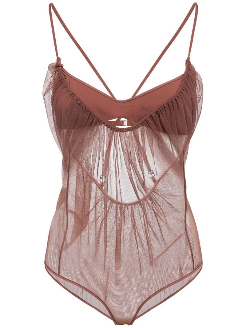Layered mesh cutout bodysuit - 1
