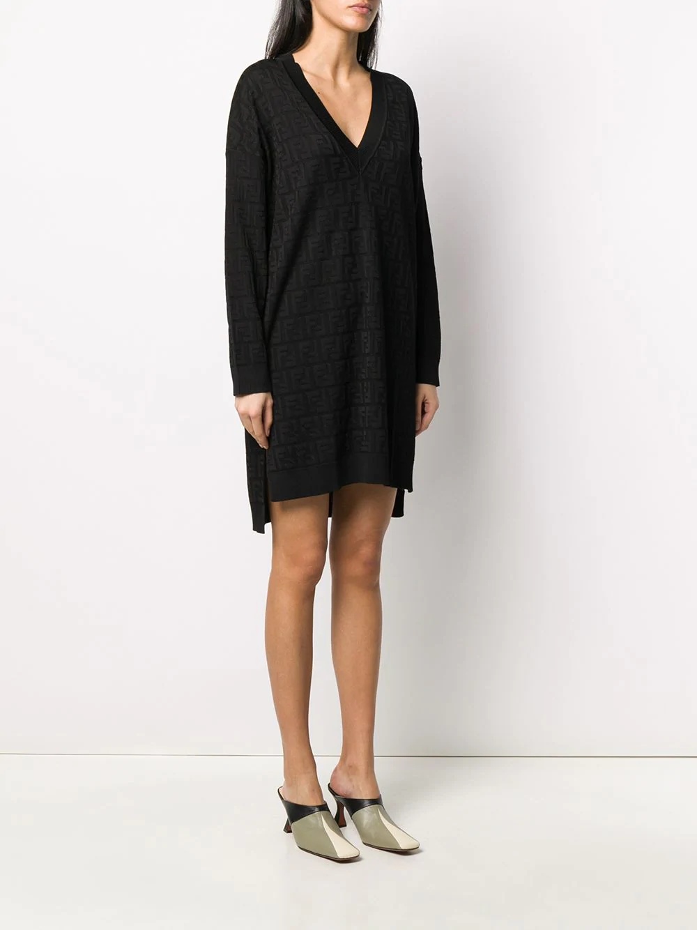 FF motif jacquard knit dress - 3