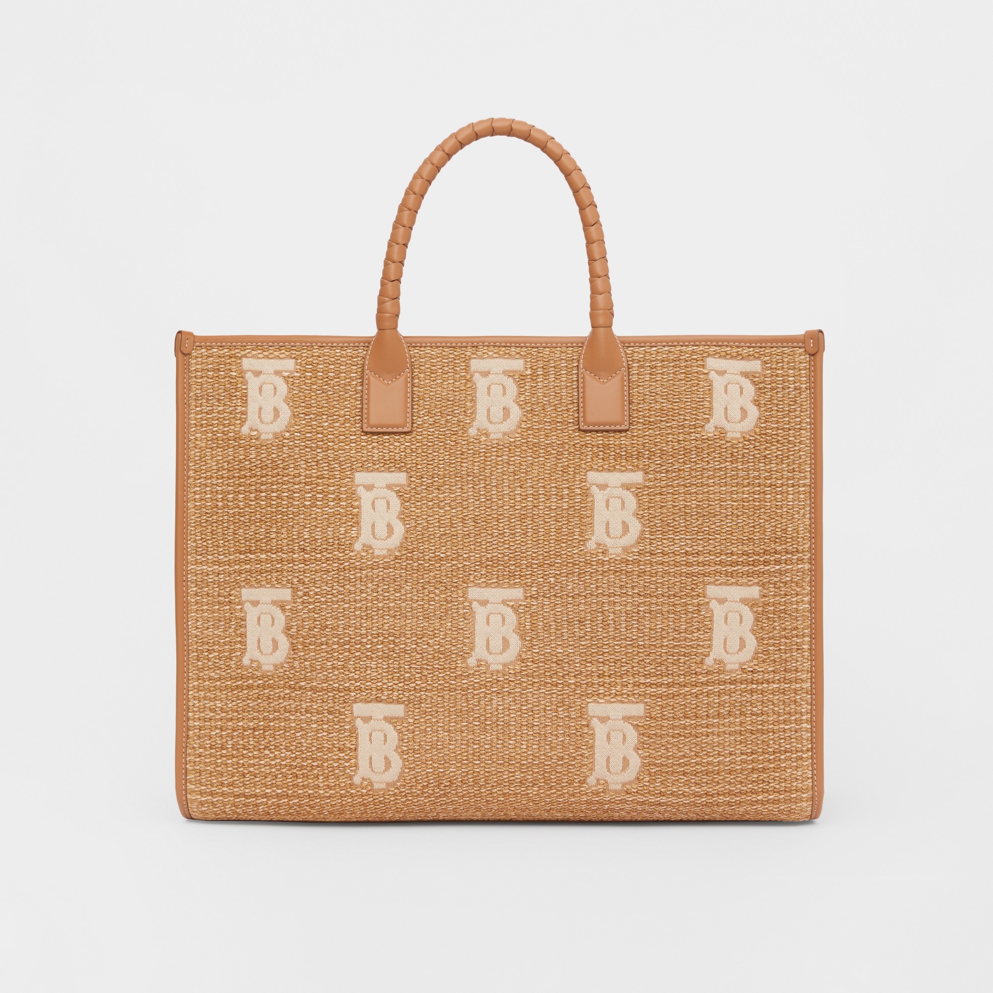 Large Faux Raffia and Leather Freya Tote - 8