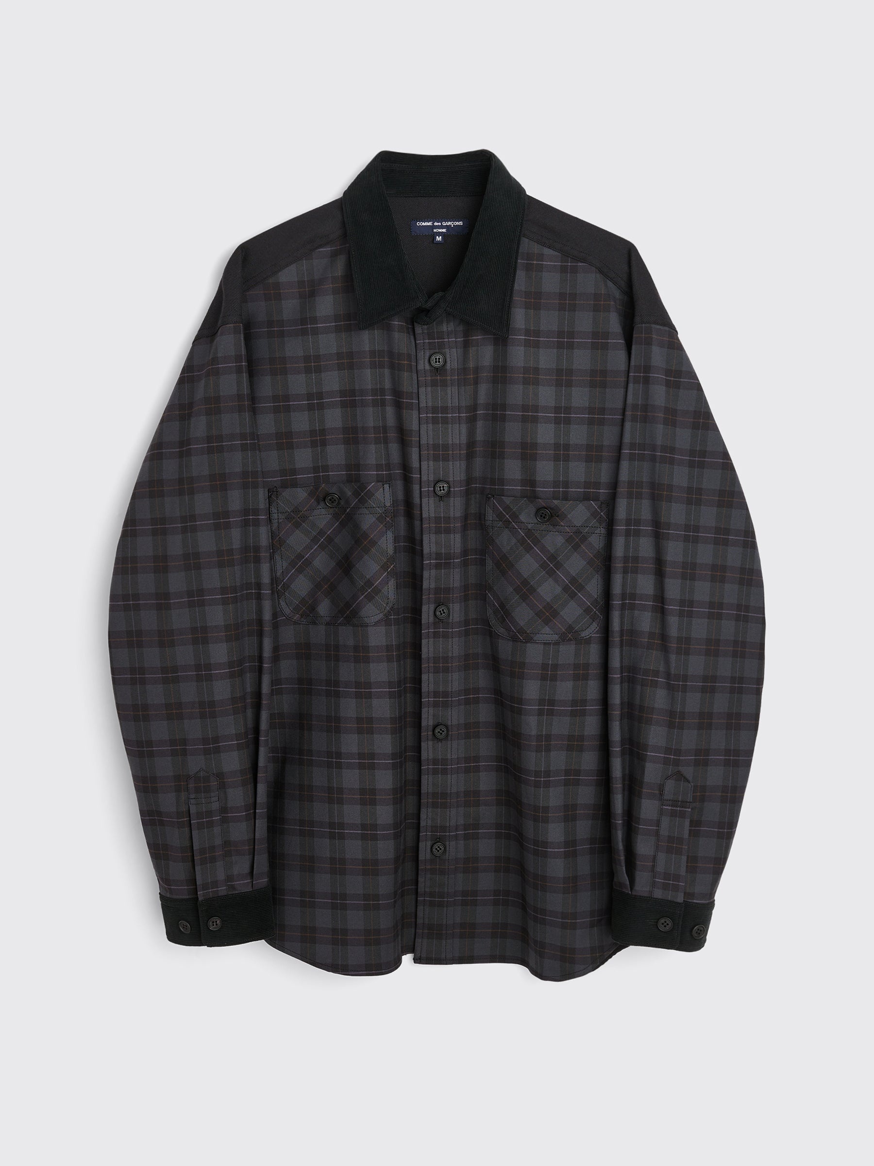 COMME DES GARÇONS HOMME WOOL PANEL SHIRT NAVY / BLACK - 1