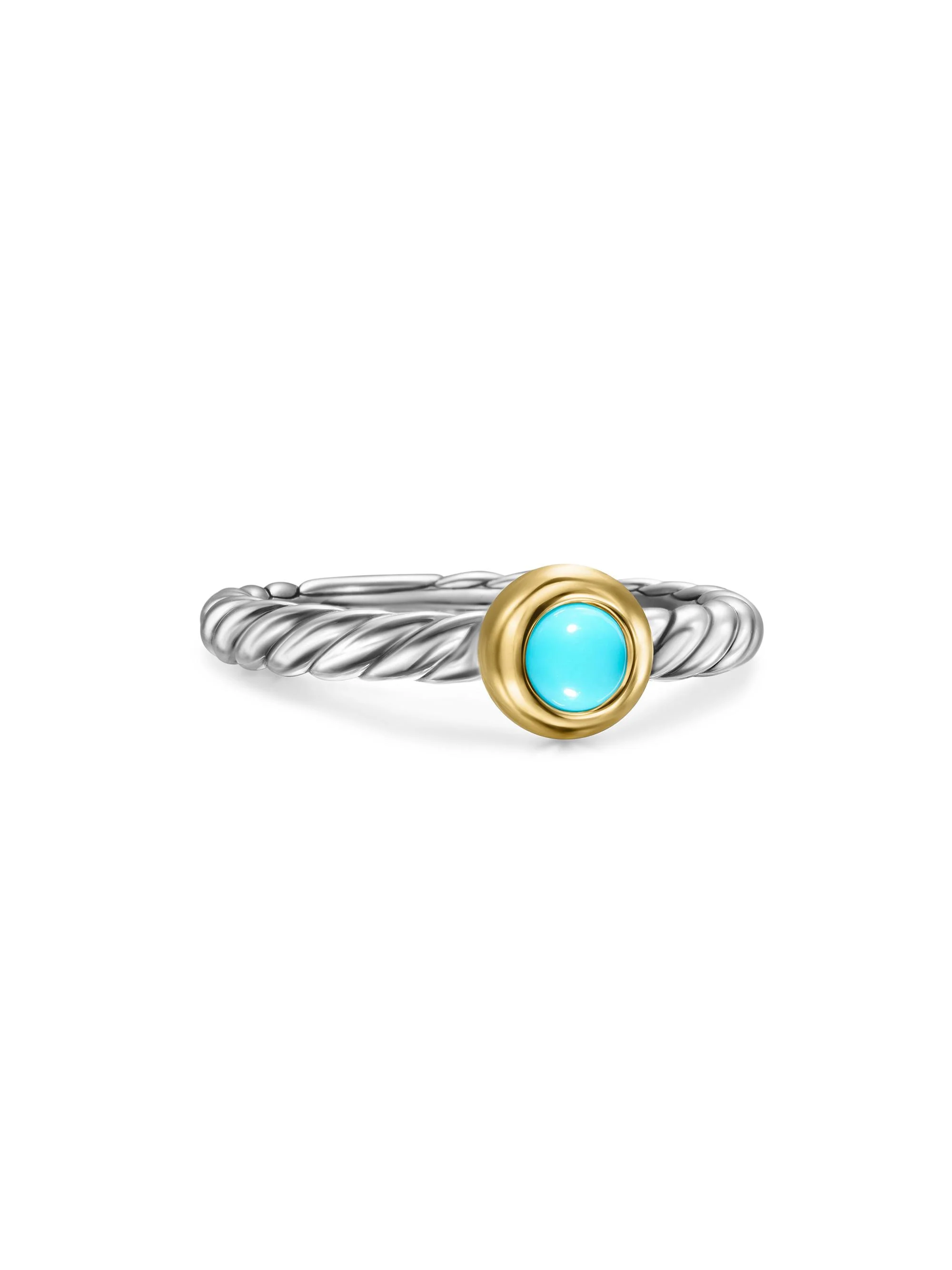 Women's Petite Cable Ring in Sterling Silver - Turquoise - 1