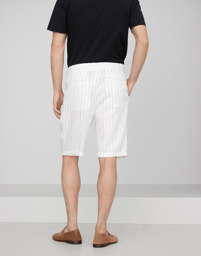 Brunello Cucinelli Linen chalk stripe Bermuda shorts with drawstring and double pleats outlook