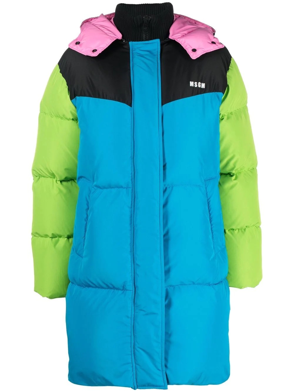 colour-block padded coat - 1