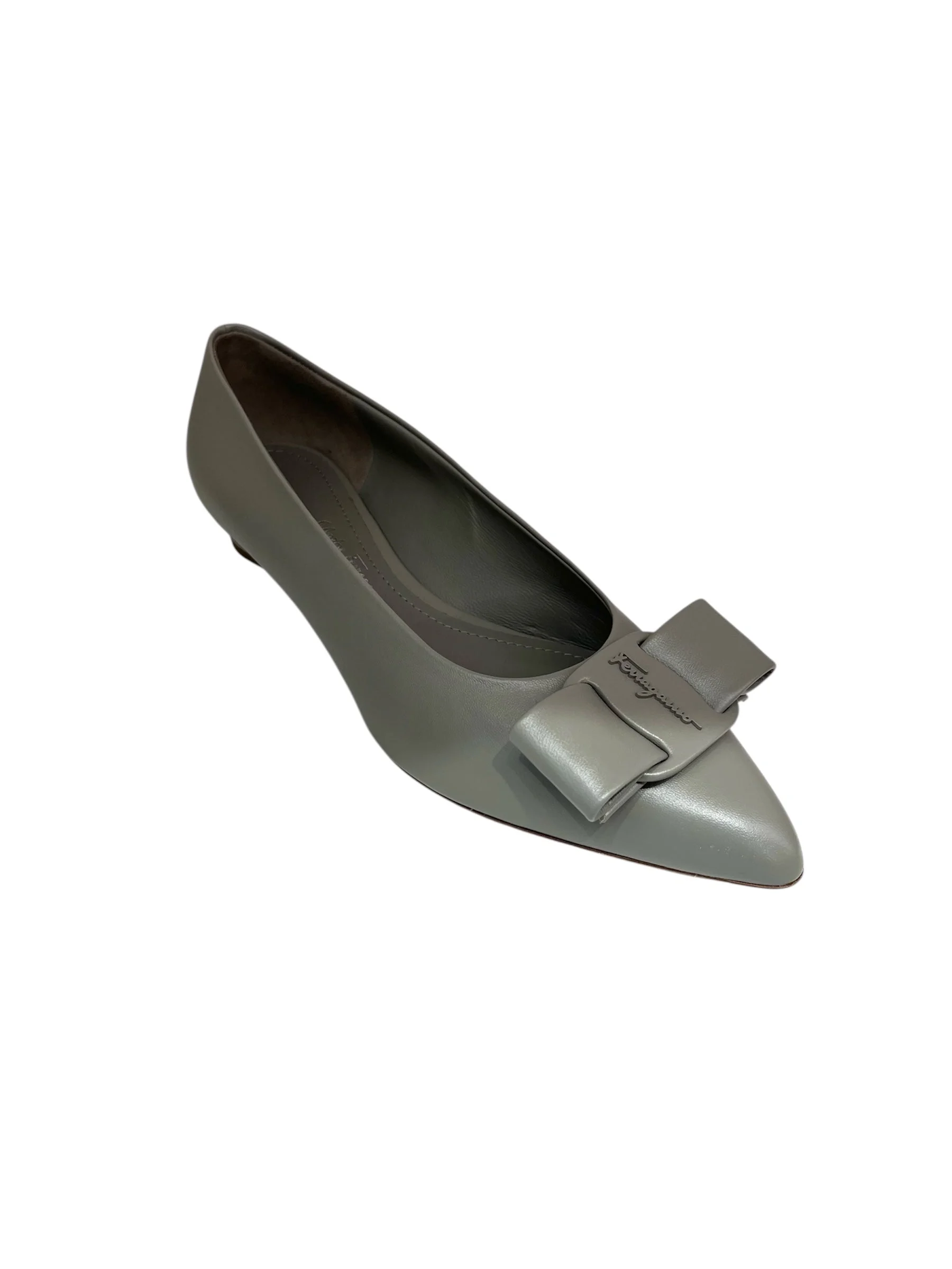 Ferragamo Logo Bow Leather Flats - 1