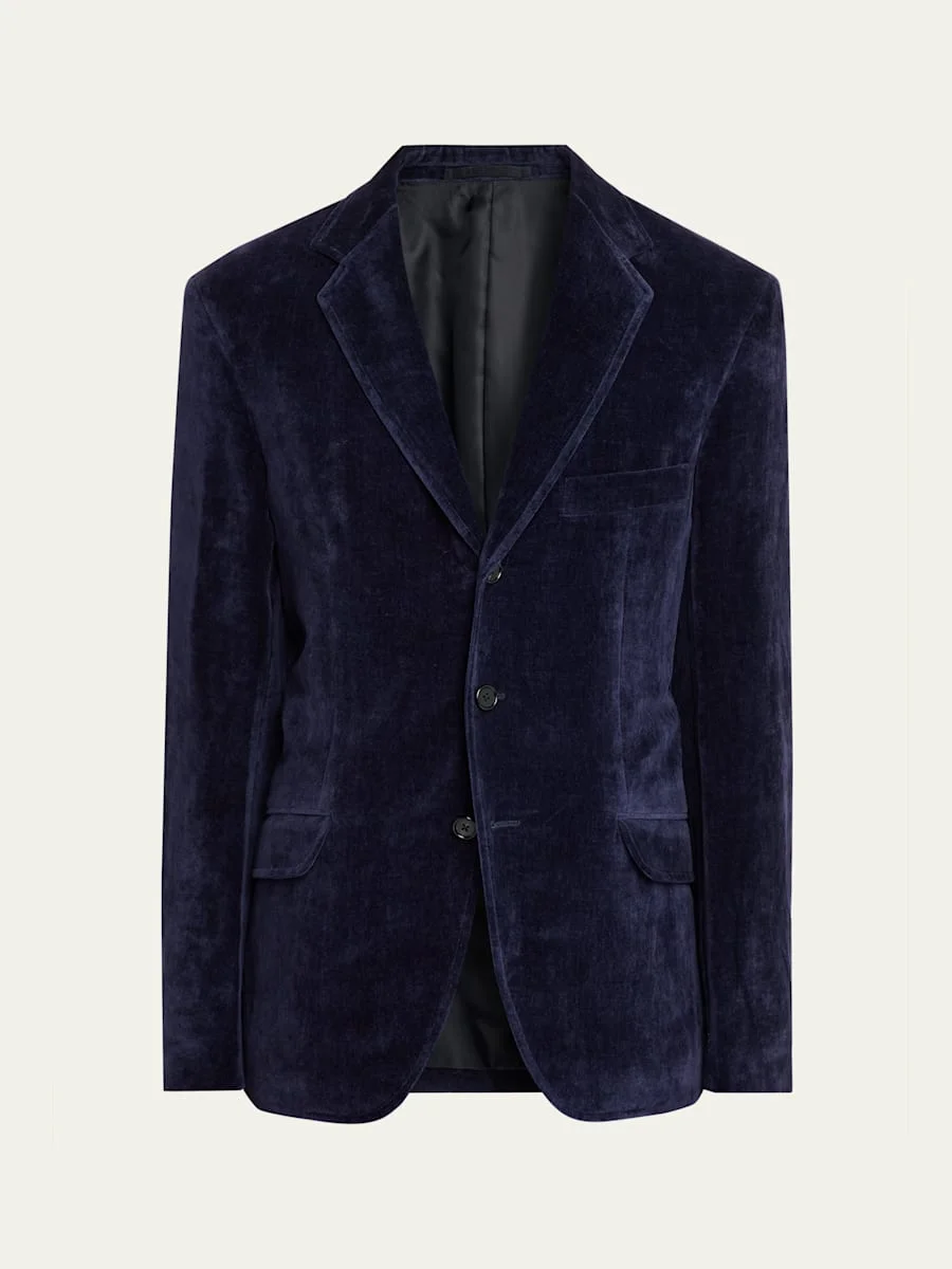 Men's Velvet Single-Breasted Jacket - 1