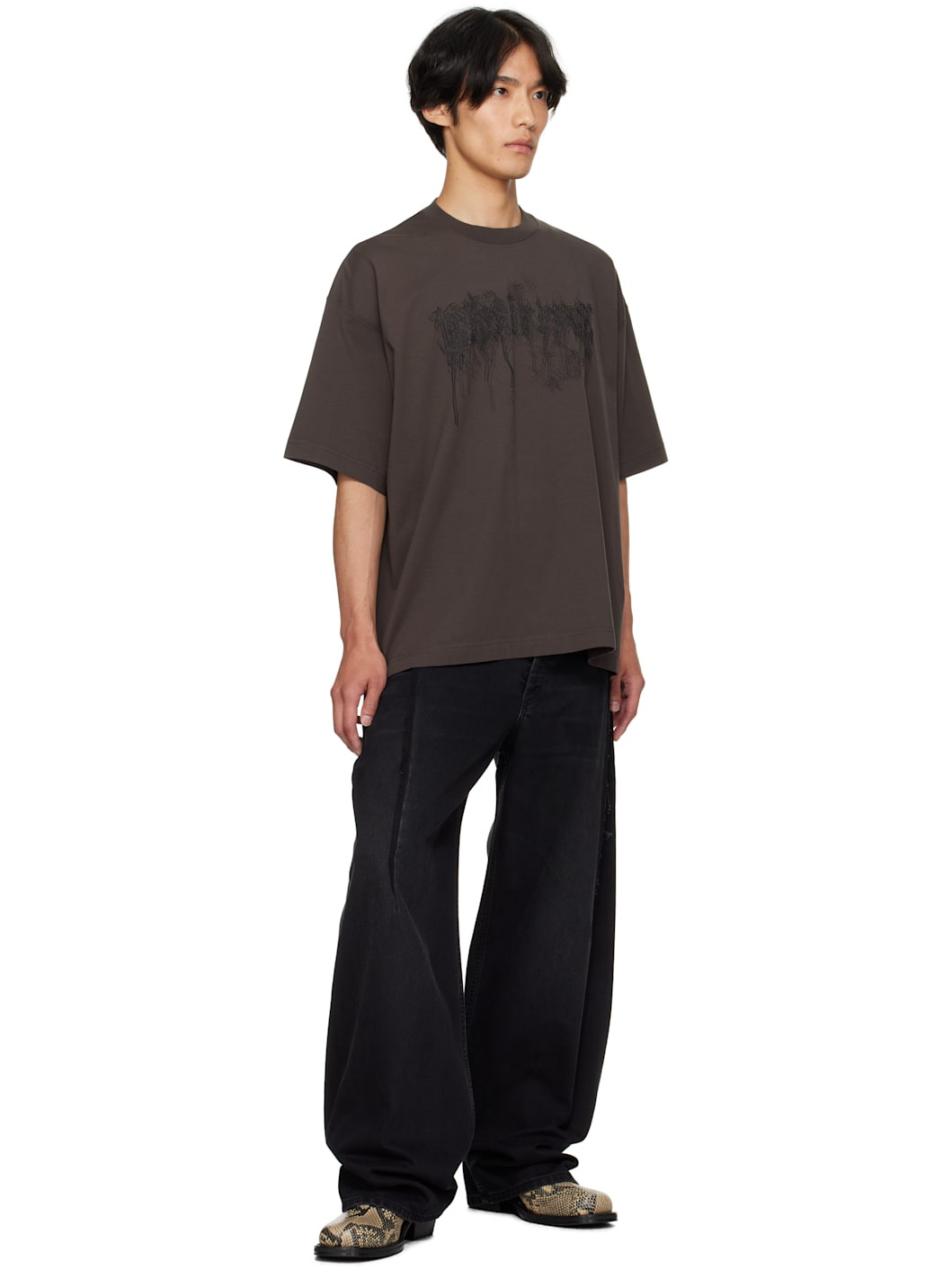 Black Cut Reconstructed Jeans - 4