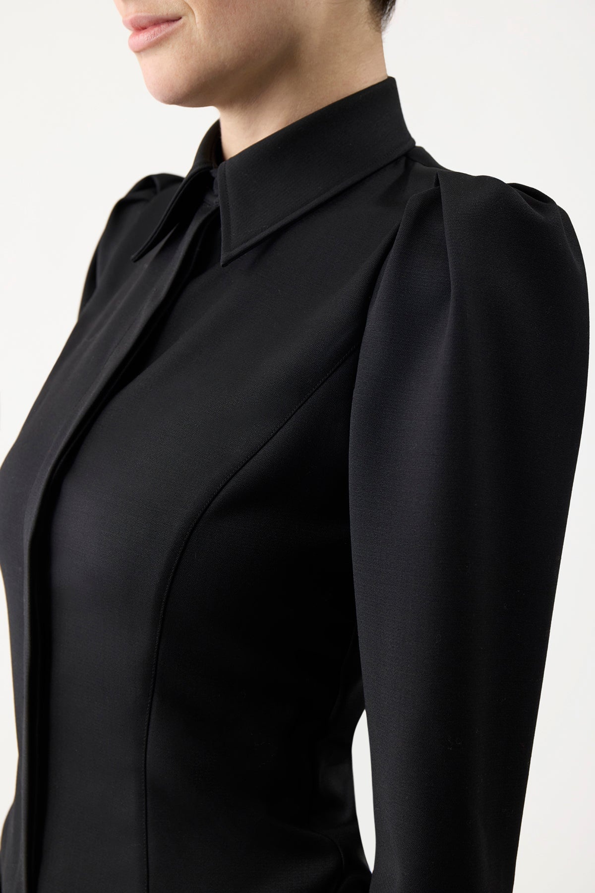 Talbot Shirt in Black Wool - 6