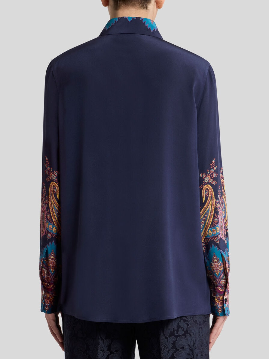 SILK SHIRT WITH PLACED PRINT - 5