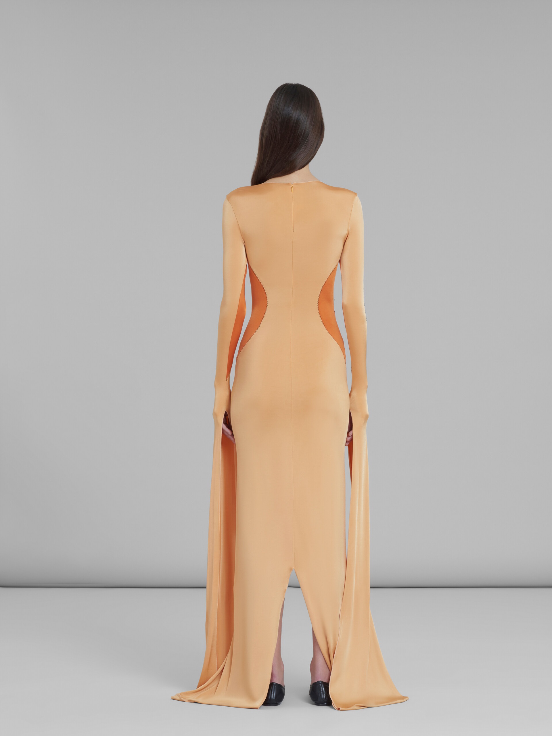 ORANGE JERSEY BODYCON DRESS WITH INTARSIA - 3