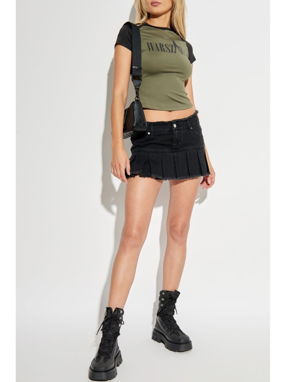 logo patch denim skirt - 2
