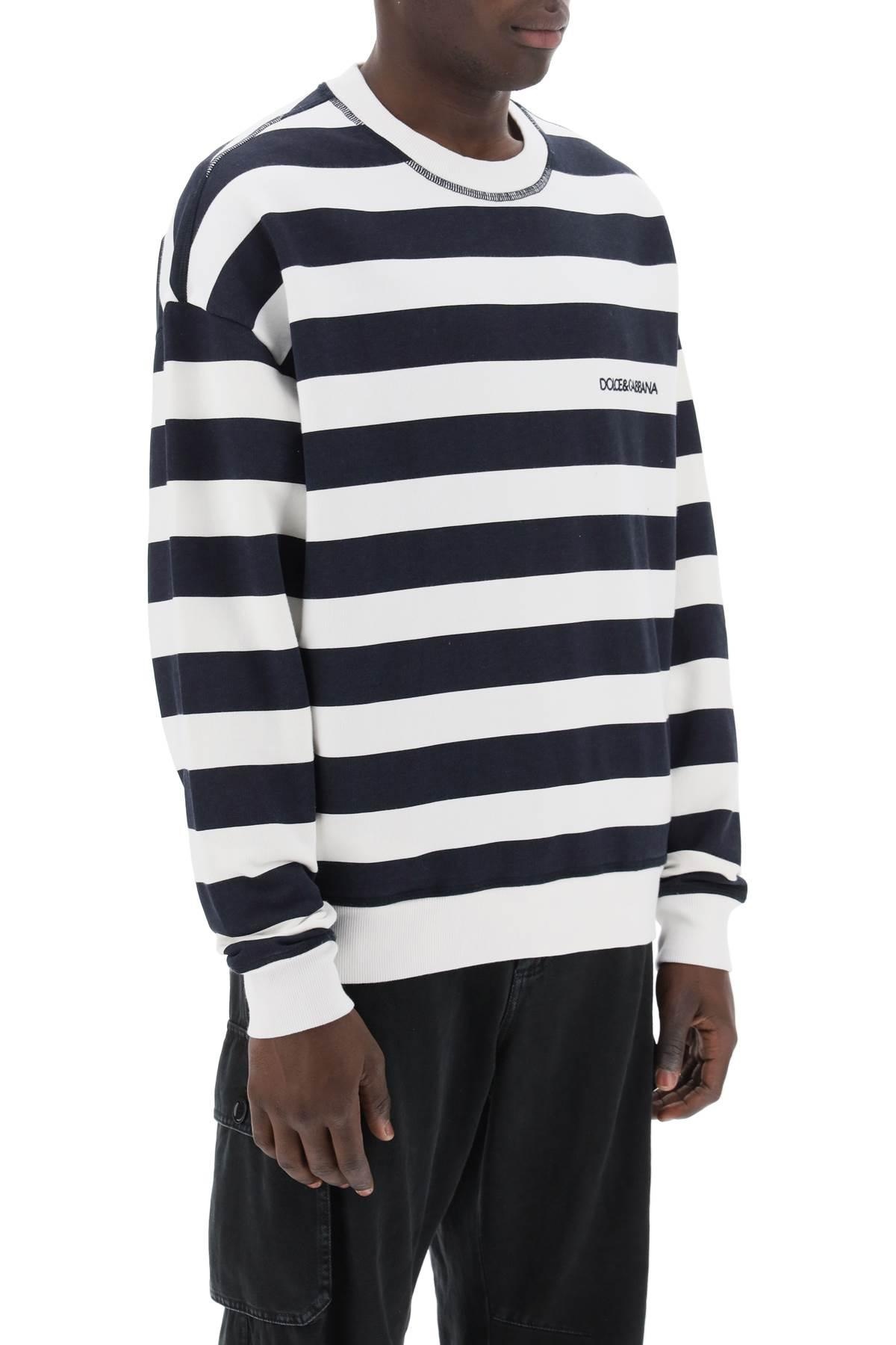 Dolce & Gabbana Striped Sweatshirt With Embroidered Logo - 3