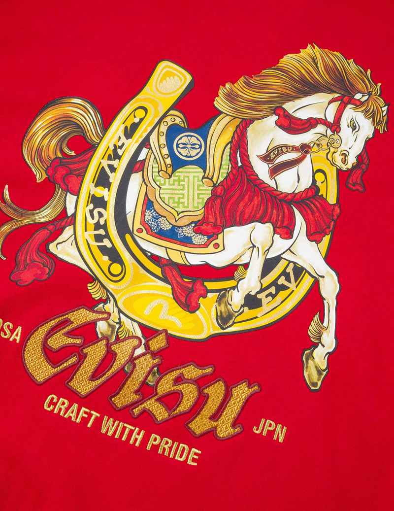 Year Of Horse Embroidery Zip-Up Hoodie - Red 7