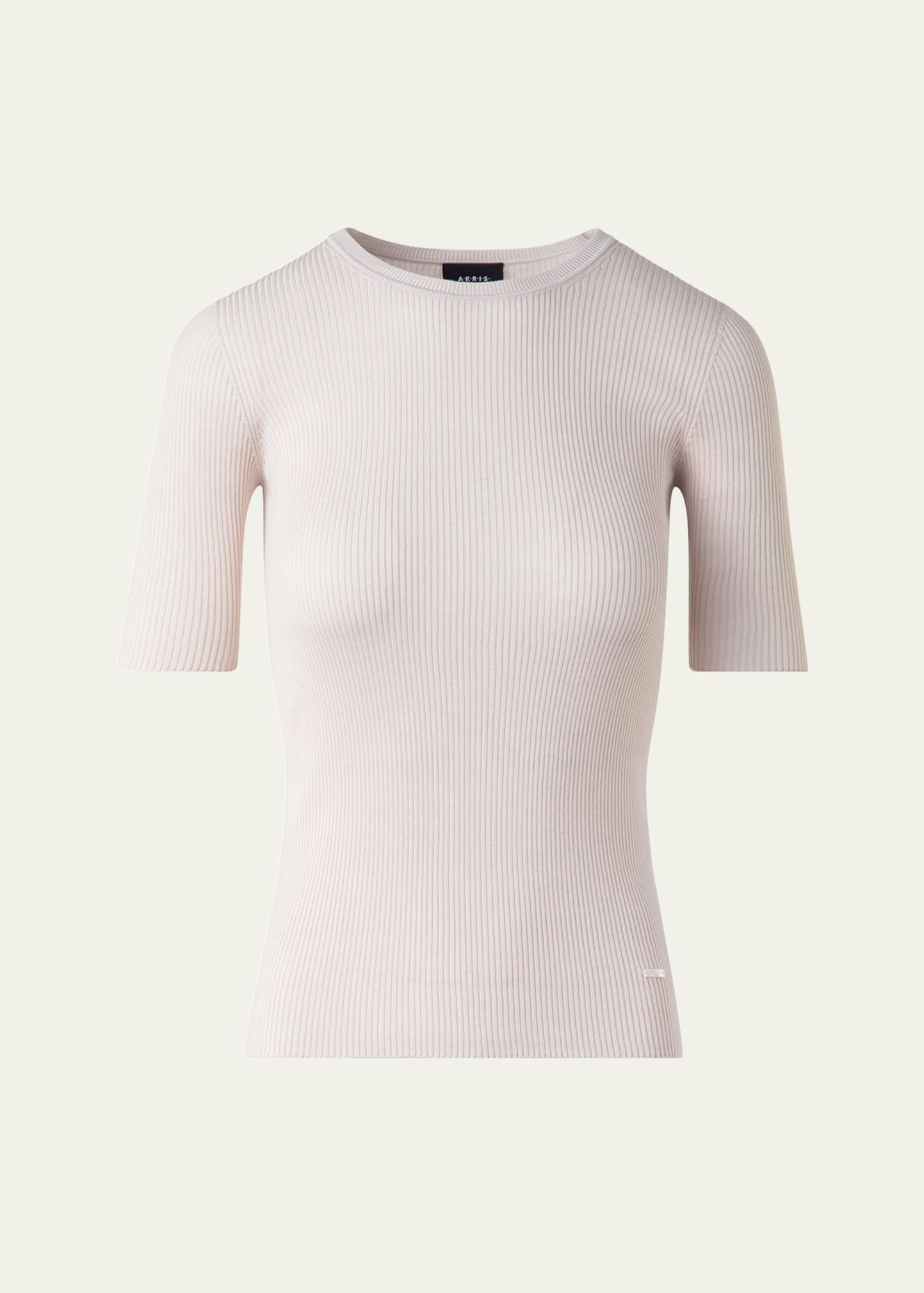 Seamless Rib Short-Sleeve Sweater - 1