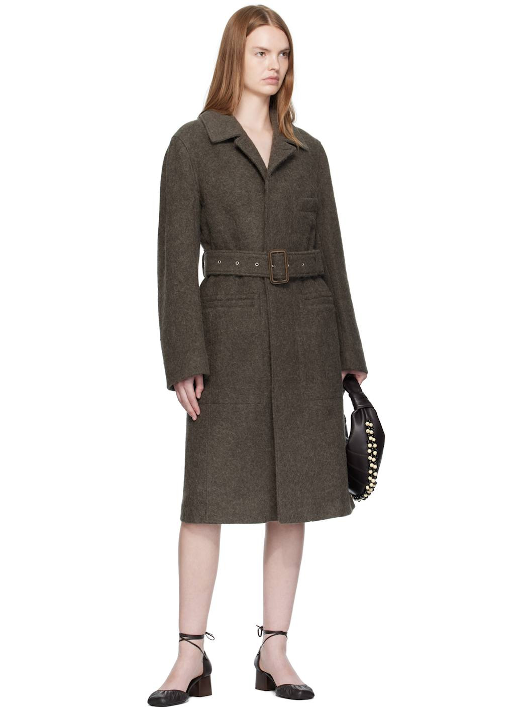 Khaki Belted Tailored Coat - 4