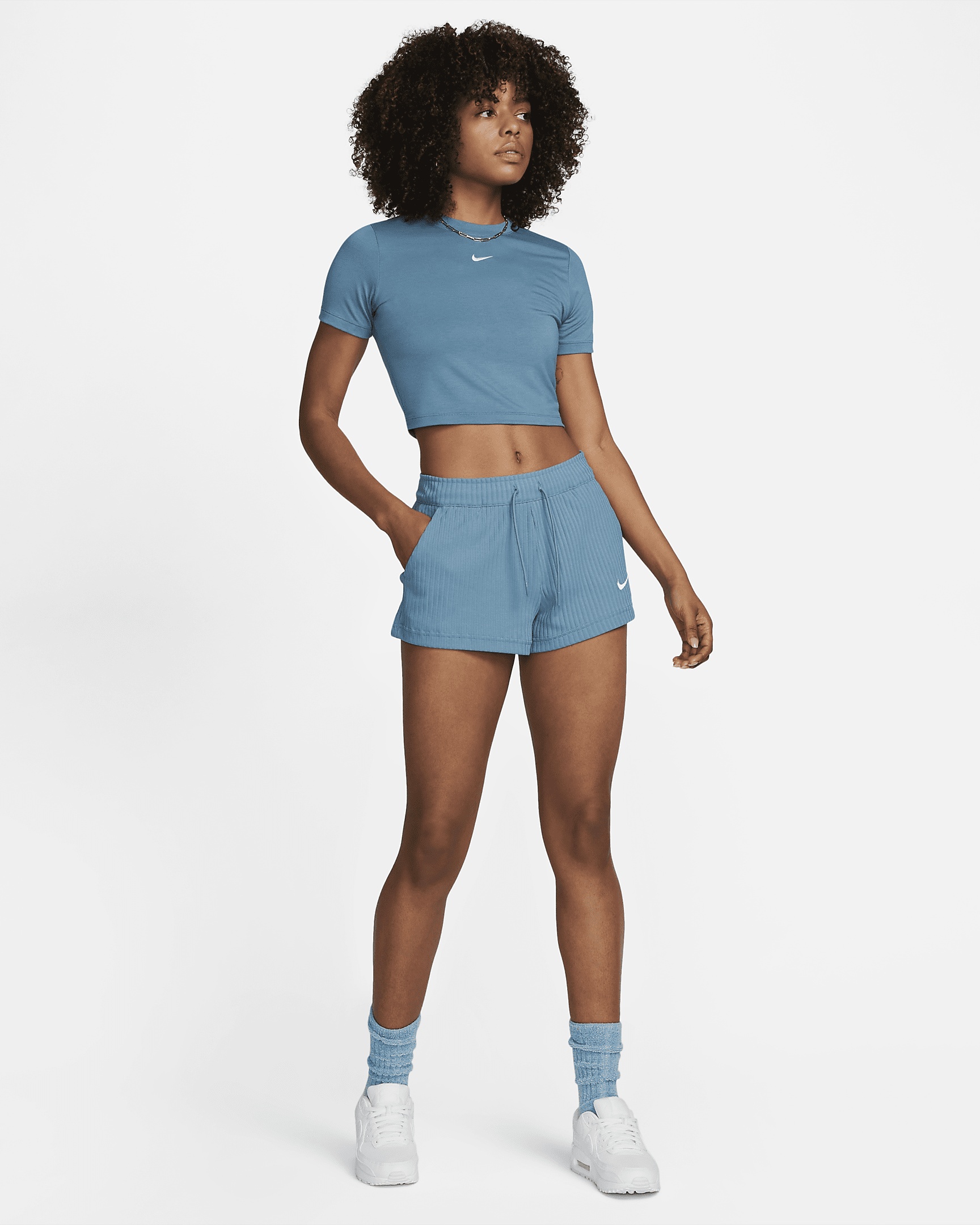 Women's Nike Sportswear High-Waisted Ribbed Jersey Shorts - 6