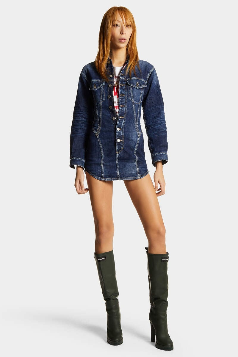 DARK EASY WASH DENIM BUSTIER DRESS 3