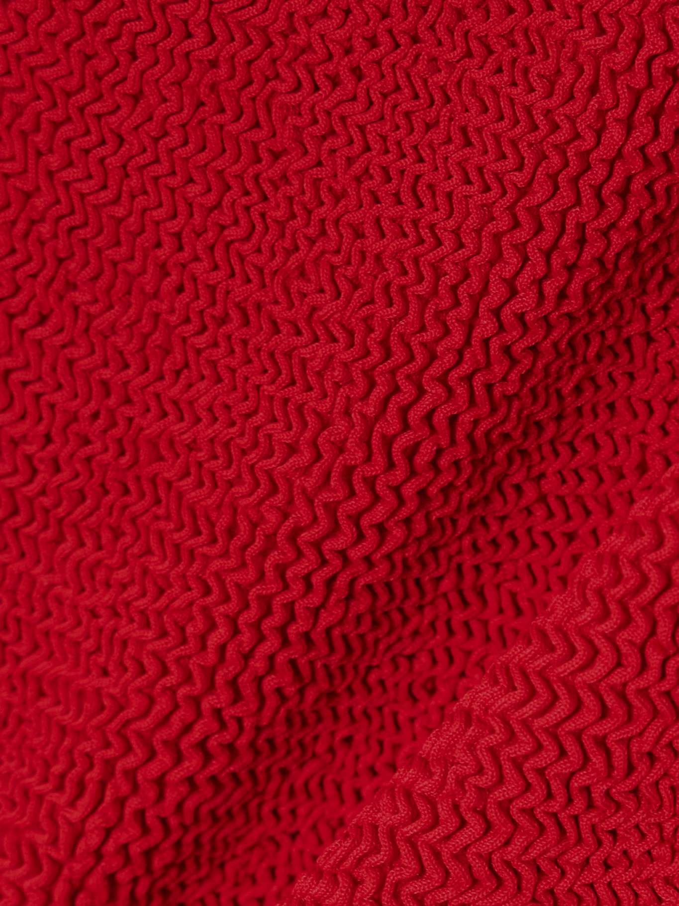Square Neck seersucker swimsuit Red - 4