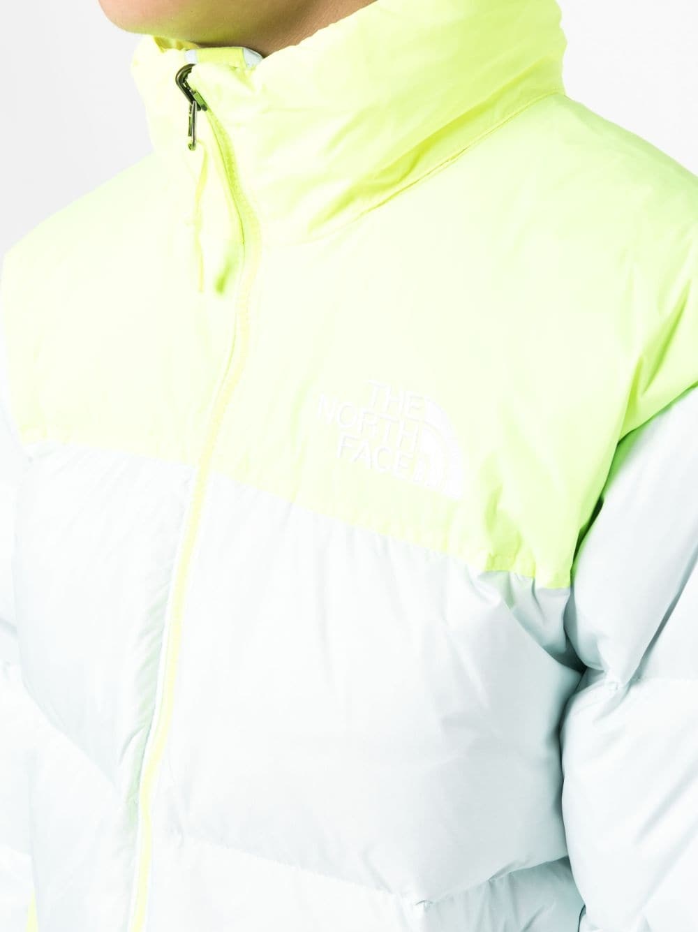 two-tone logo-print puffer jacket - 5