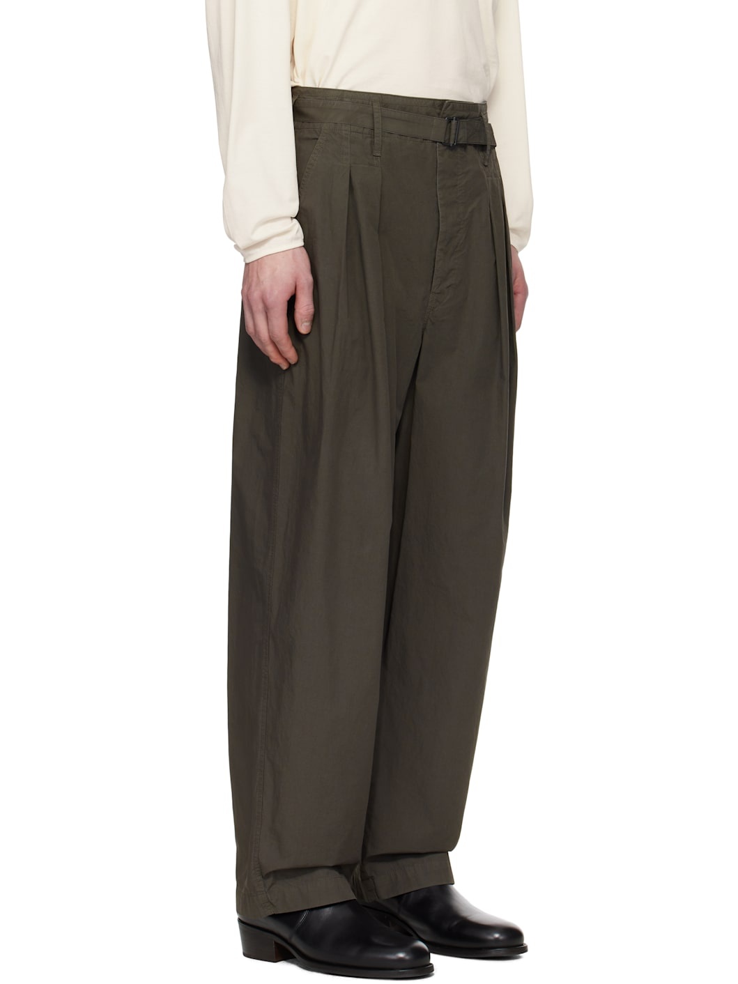 Brown Belted Pleated Trousers - 2