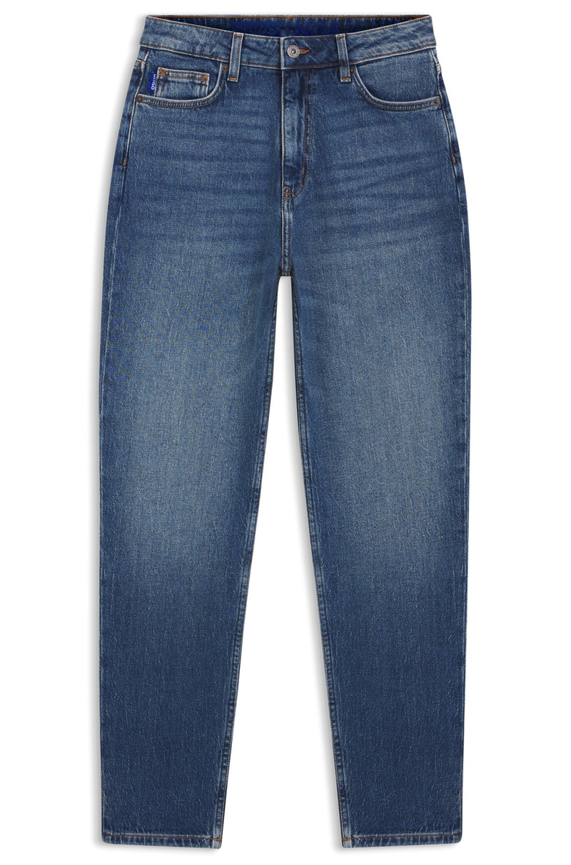 MOM JEANS IN MEDIUM-BLUE STRETCH DENIM 1