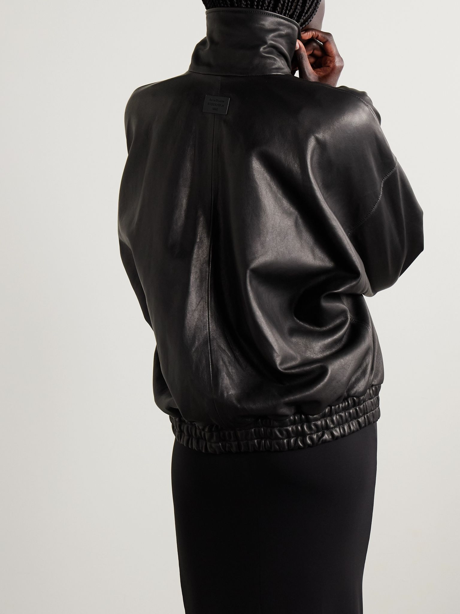Leather bomber jacket Black - 4