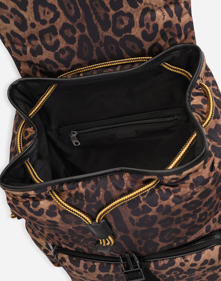 Leopard-print Sicily backpack in quilted nylon - 4