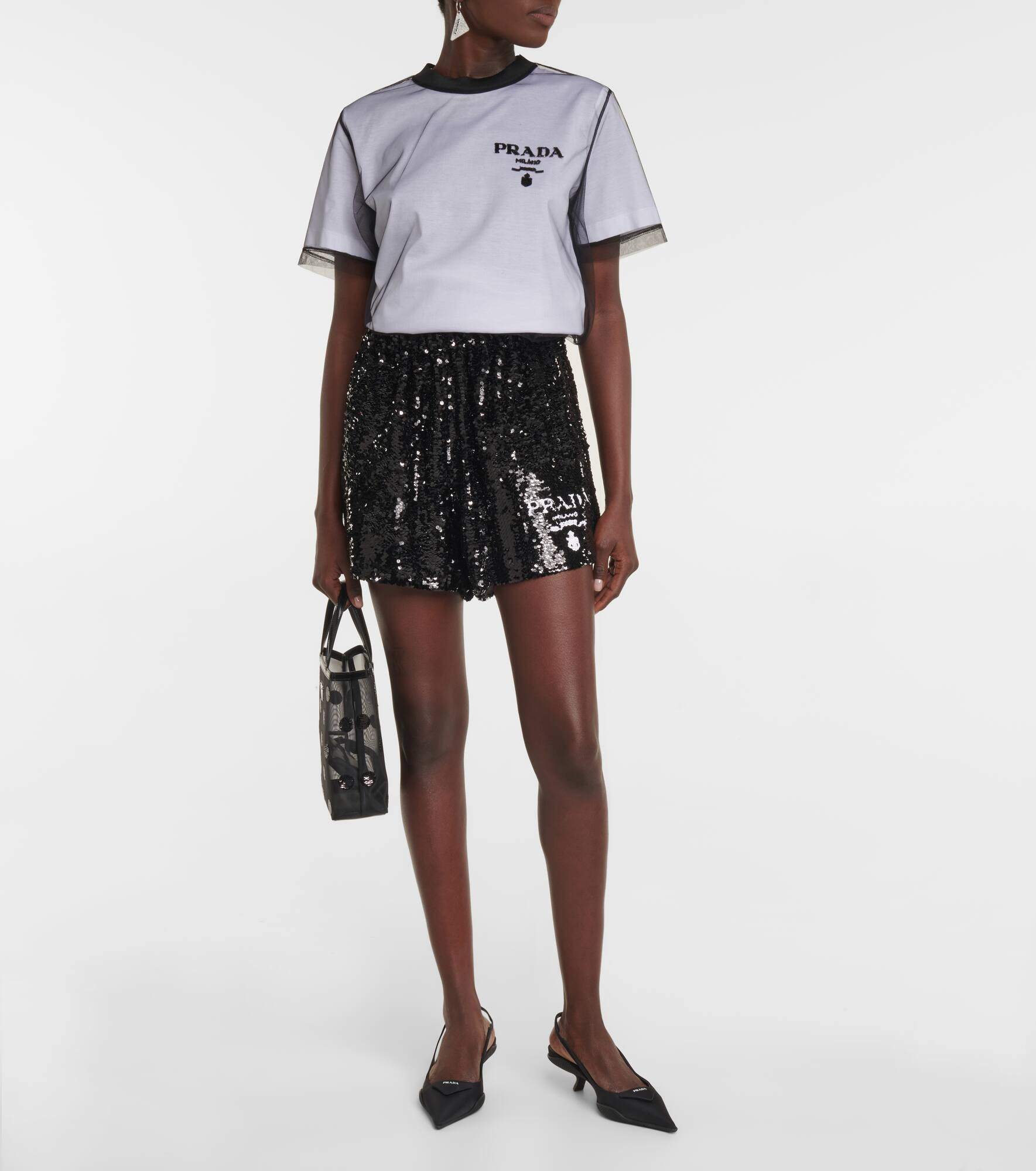 High-rise silk chiffon shorts - 2