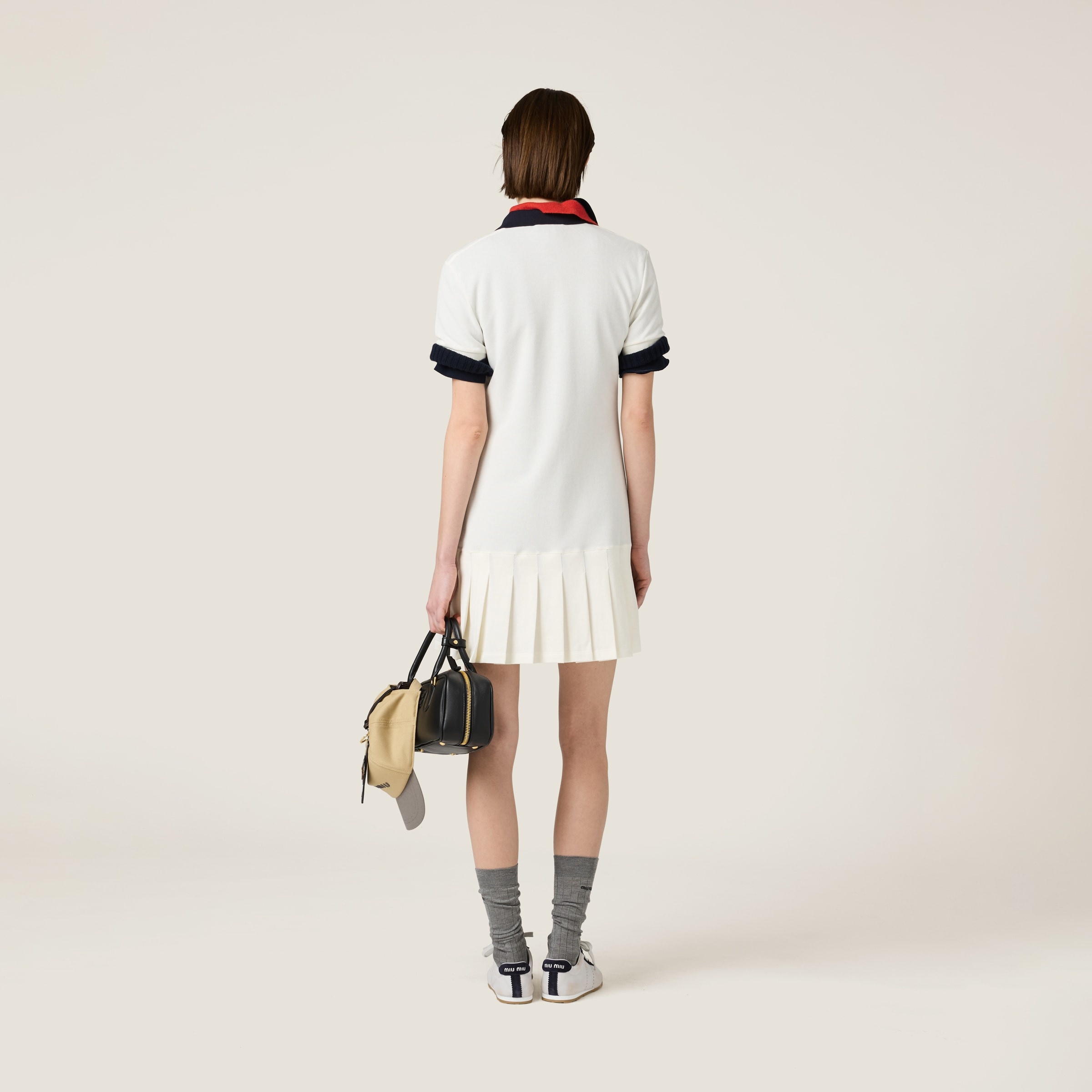 Pleated cotton piqué mini-dress - 3