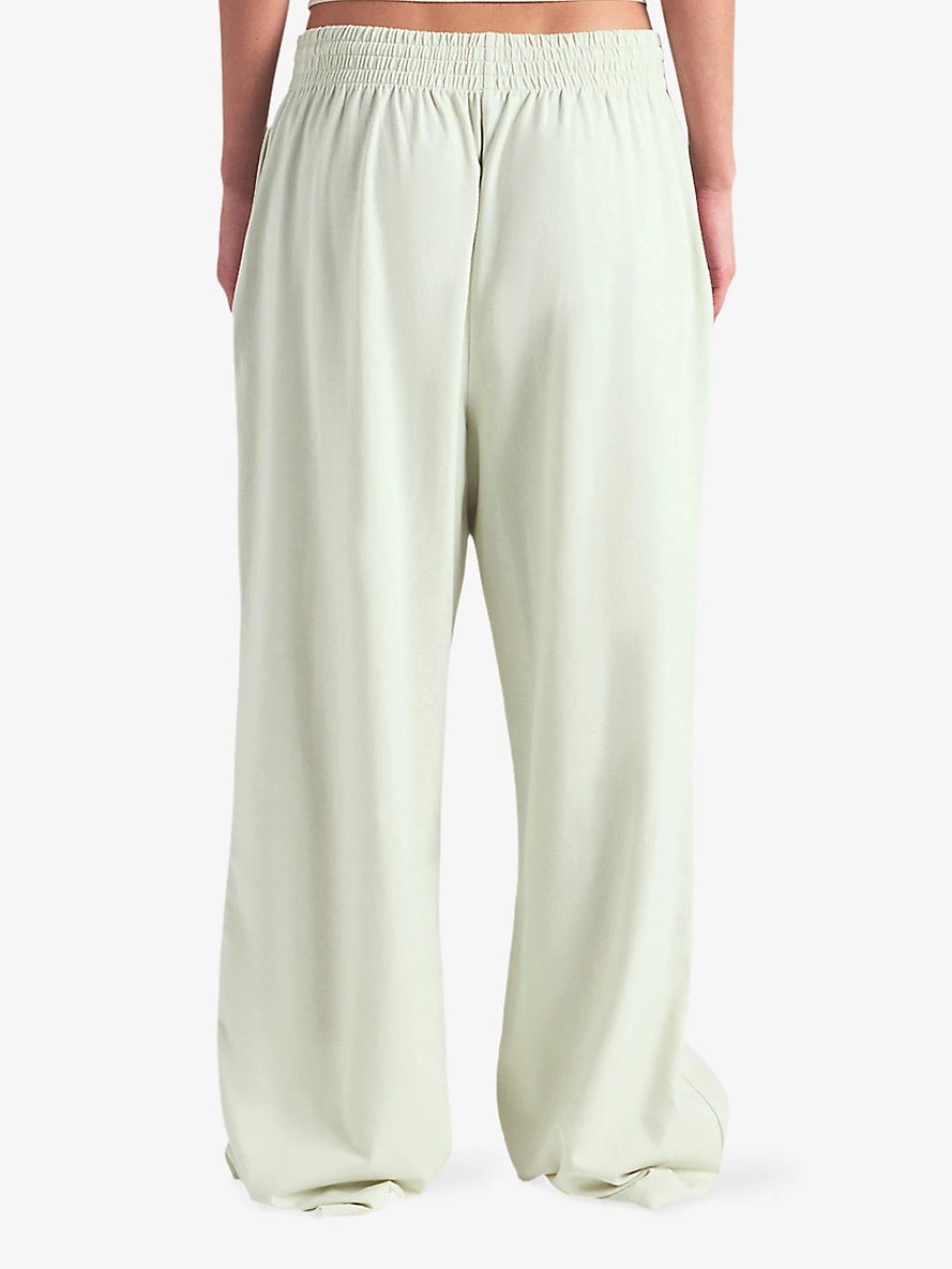 Wide-Leg Elasticated-Waist Stretch-Cotton Trousers - 4