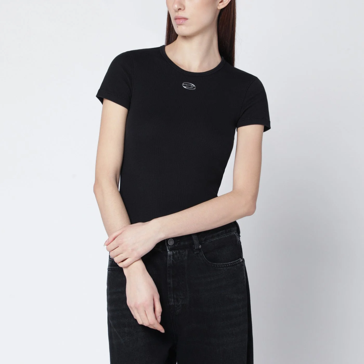 Black T-shirt with metallic Oval D - 1