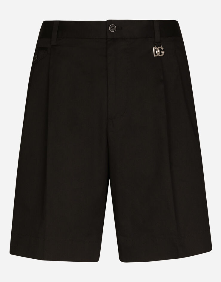 Stretch cotton shorts with DG patch - 1