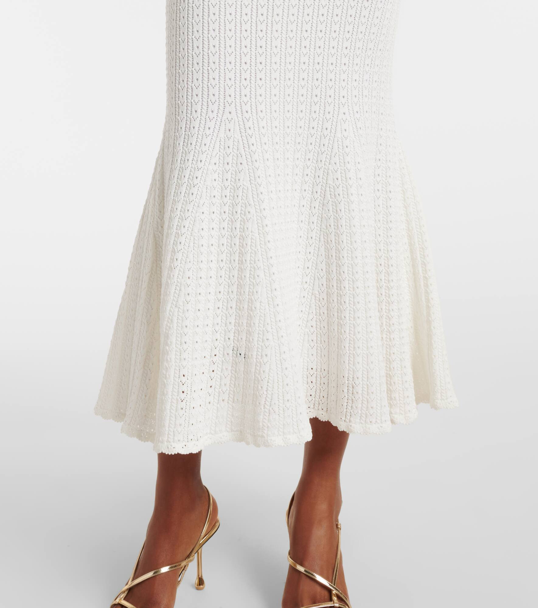 Pointelle peplum midi dress - 6