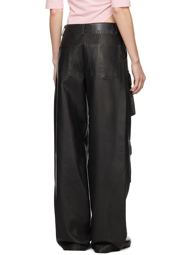 Black Pocket Faux-Leather Cargo Pants 3