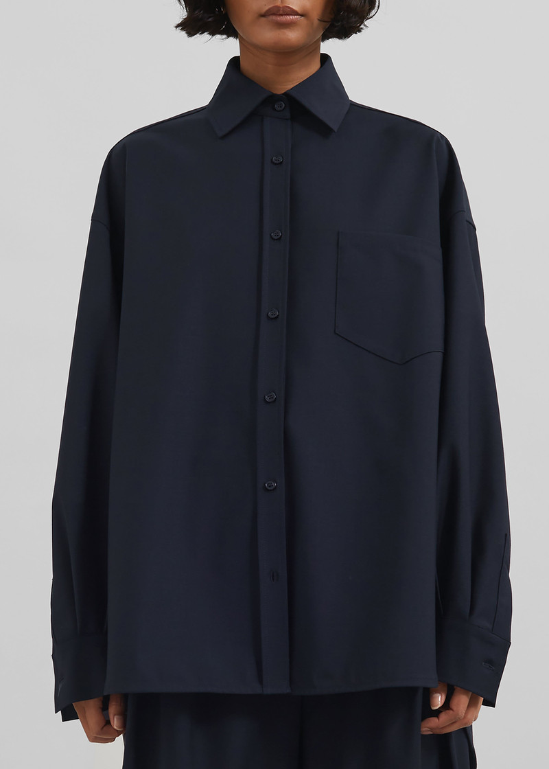 Georgia Wool Blend Shirt - Dark Navy 3