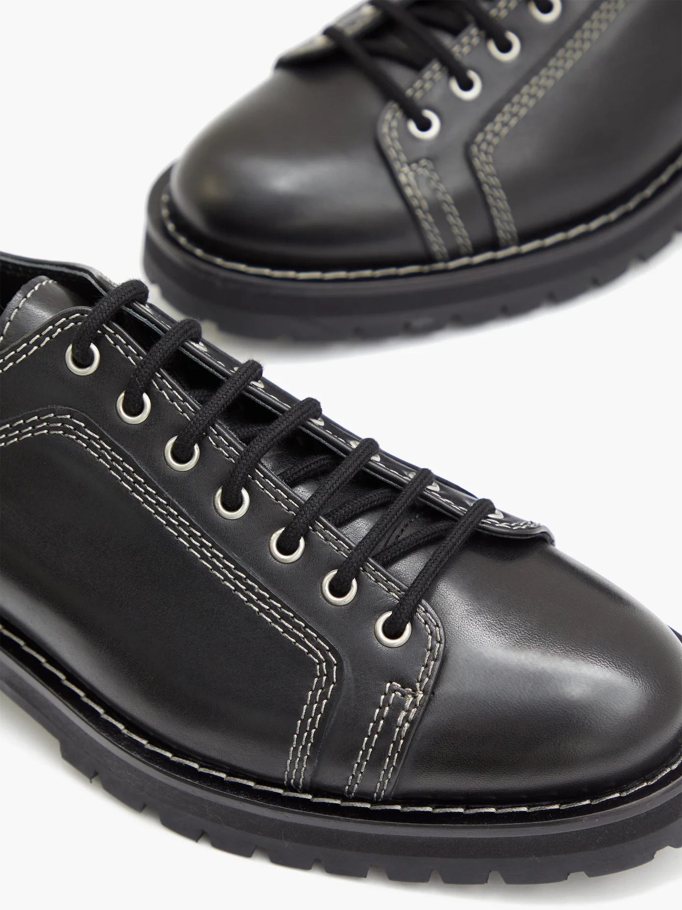 Topstitched leather derby shoes - 6